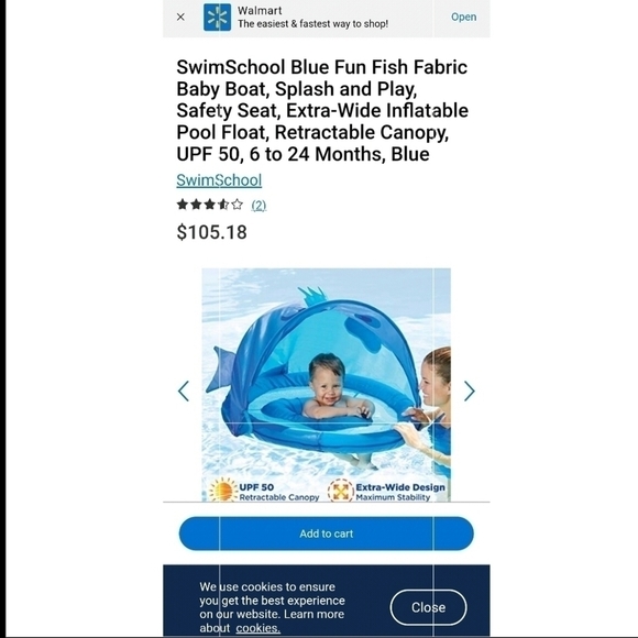 Kids SwimSchool Fun Fish BabyBoat in Blue by Aqua Leisure 6-24 months New - Picture 12 of 12